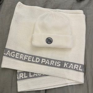 Karl Lagerfeld beanie and scarf set